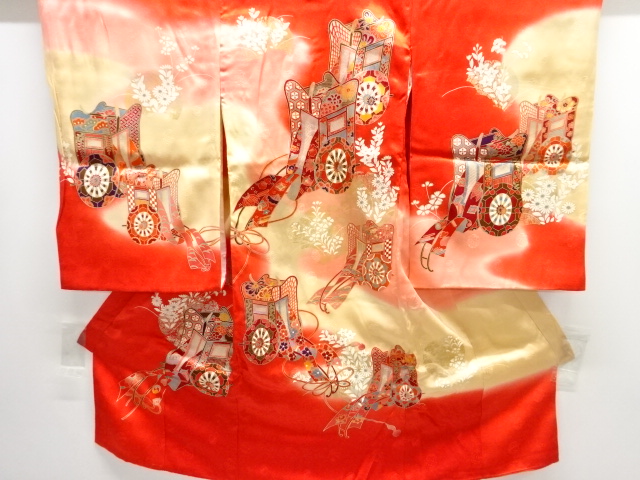 JAPANESE KIMONO / KIMONO FOR KIDS / SILK / WOVEN CARRIAGE